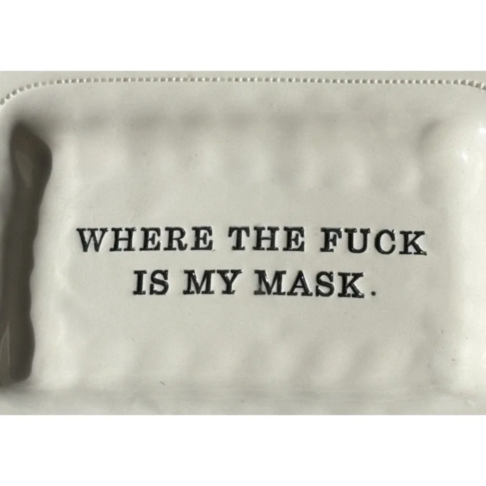 Where Is My Mask Trinket Dish Fu€^ Rectangle Ceramic‎